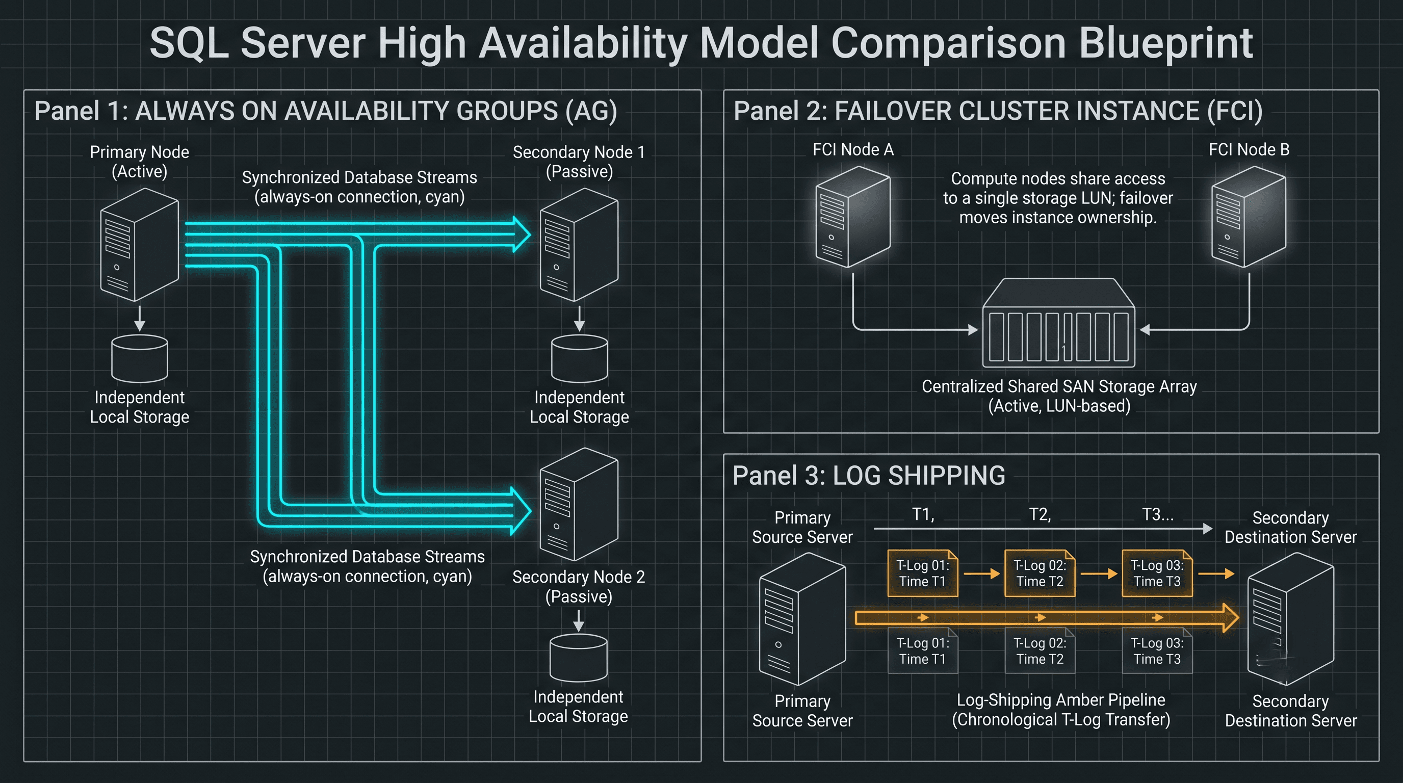 High Availability Blueprints: Crack the Code on AlwaysOn AGs, FCIs, and Log Shipping